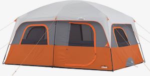 Core 10 Person Straight Wall Cabin Tent grey with orange